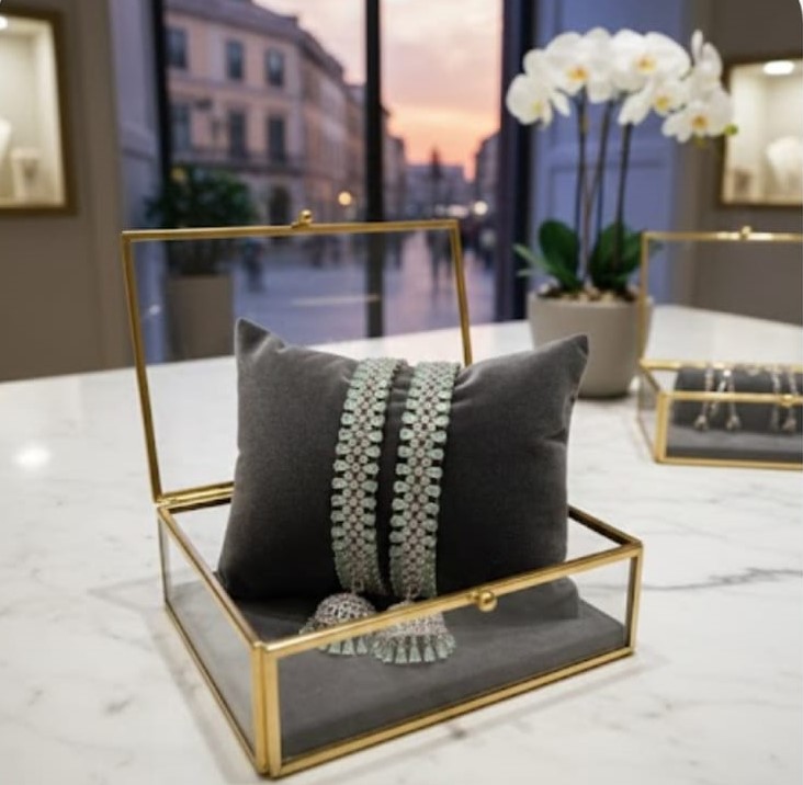 Handcrafted AD Jhumka Bangles (Kara) 2Pcs. code:AD6